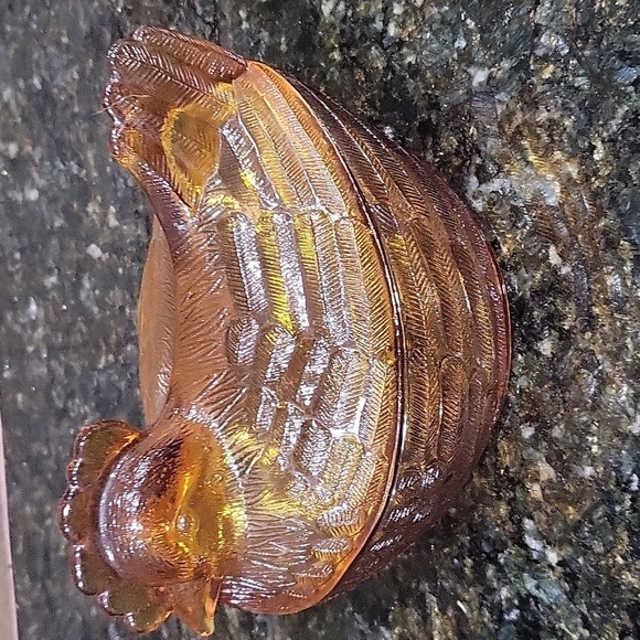 Large Amber Hen Chicken On Nest Coveted Dish Very Unique - Picture 3 of 5